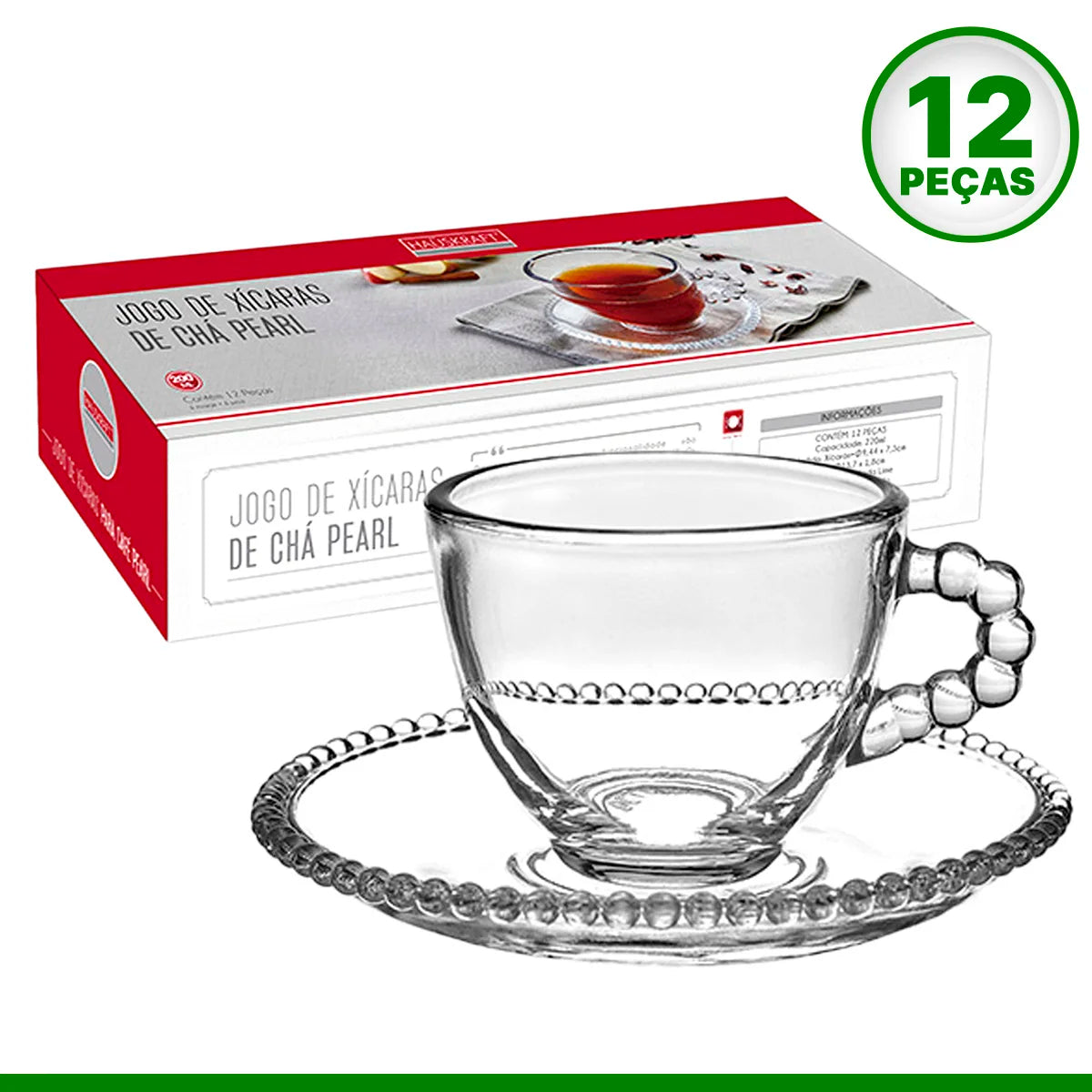 200ml Glass Cup Set for Coffee Tea 12 Pieces